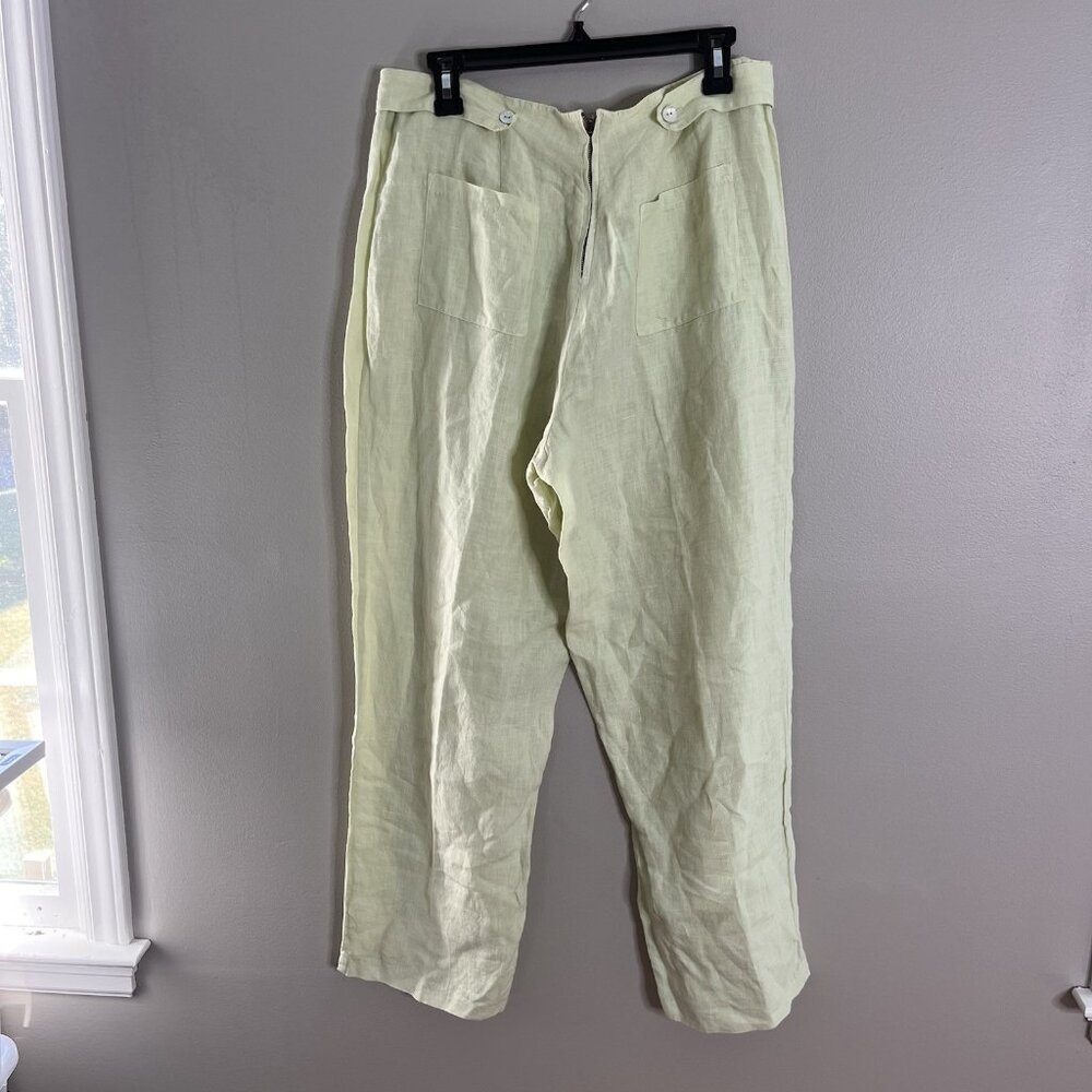 Habitat Clothes to Live In Green Side Button Linen Pants Size 12
